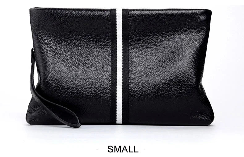 حقيبة يد أصلية من SENOFAN للرجال مخططة من جلد البقر الطبيعي، حقيبة يد رجالية، محفظة بتصميم مظروف، إصدار كوري رائع