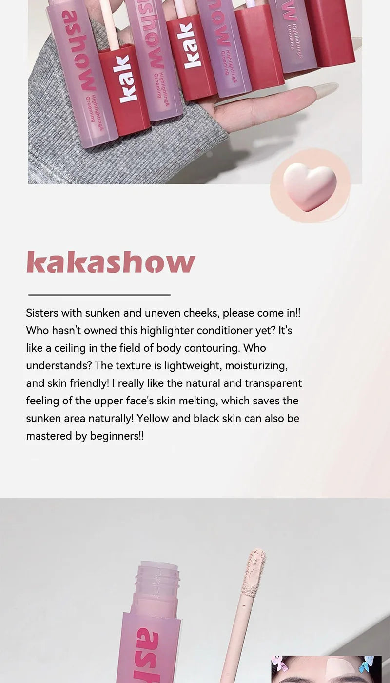 kakashow flawless beautification liquid, light and thin skin makeup, concealer highlights, natural makeup
