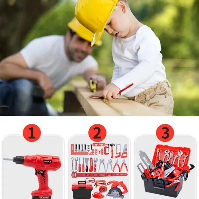 Children Toy Tool Kits Engineer Simulated Repair Tool Set Electric Drill Screwdriver Play House Toy Christmas Gift for Boys Kids