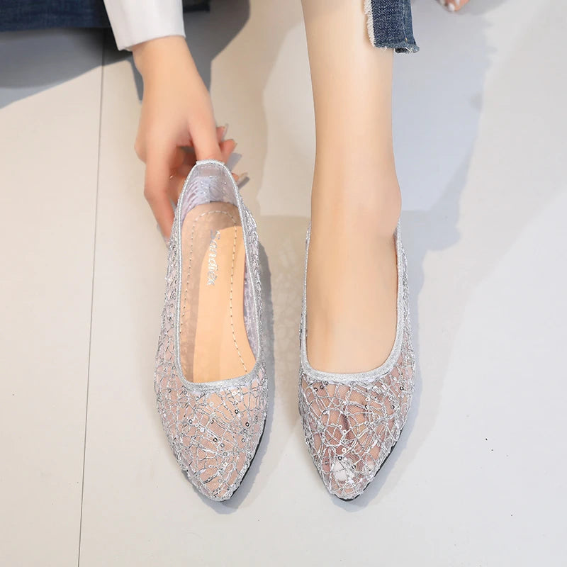 2024 Spring Summer Fashion New Casual Shallow Breathable High Heels Elegant Square Toe Thick Heel Mesh Women's Shoes NO:C1502