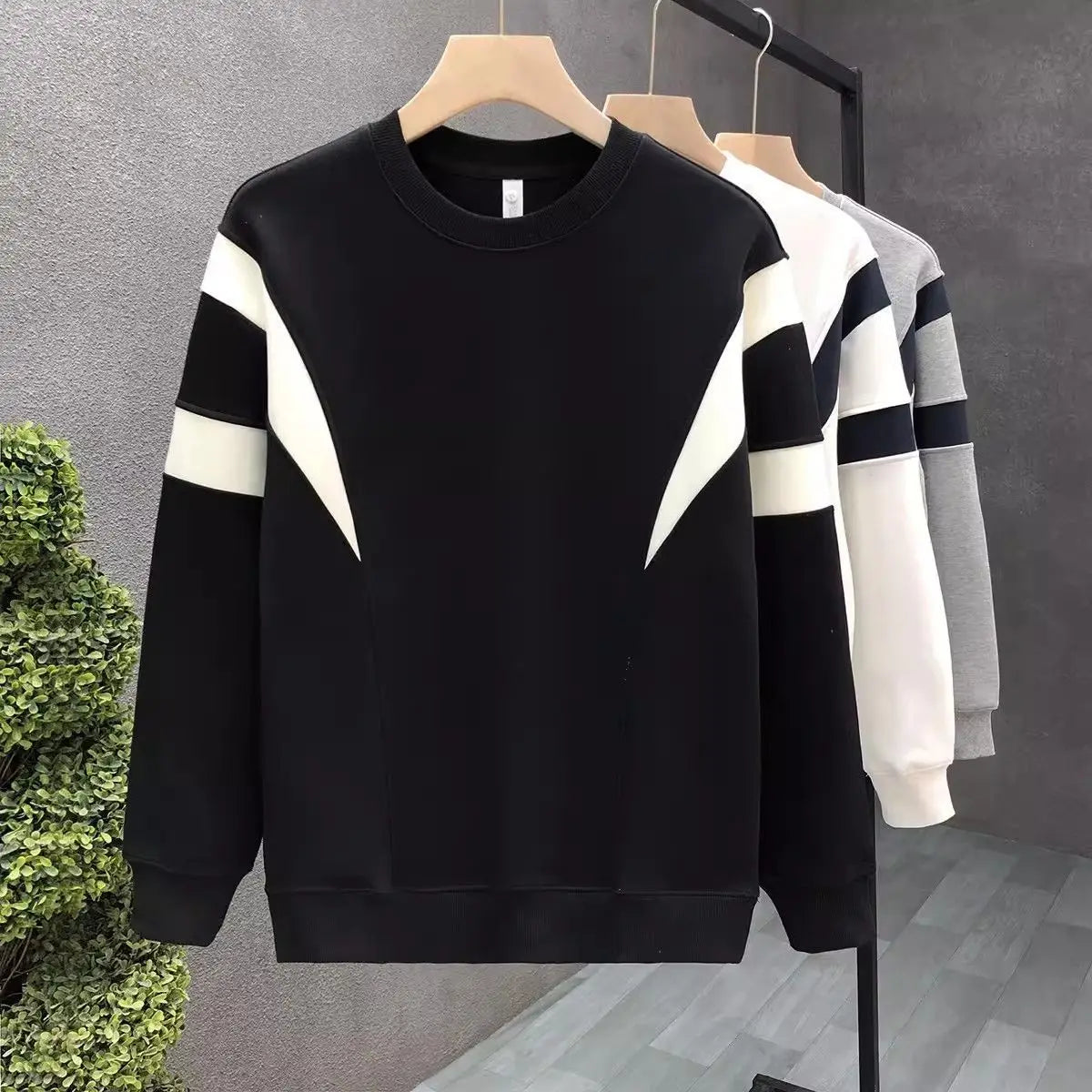 Men Clothing Trend Contrast Patchwork Lazy Style Hoodies Sweatshirts Spring Autumn Long Sleeve Loose Fashion Tops Korean Casual