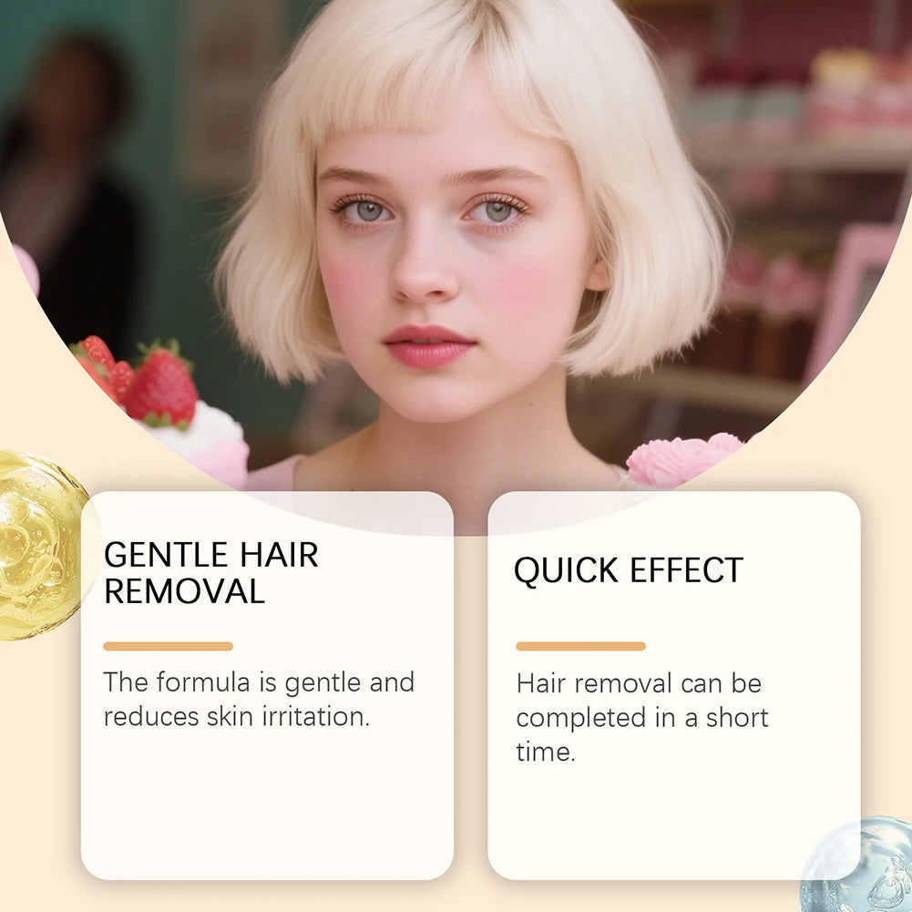 Sensitive Skin Facial Hair Removal Cream Gentle Painless Depilatory Effective Hair Removal Reshaping Skin Smooth Silky