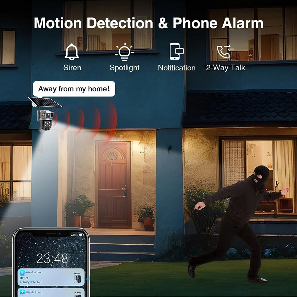 V380pro 12MP 6K WIFI Camera Solar PIR Human Detection Night Vision Waterproof Security Video IP Camara Battery CCTV Monitor