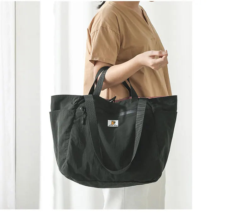 Reversible Travel Tote Bag Large Capacity Foldable Carry On Duffle Bag Canvas Shoulder Luggage Packing Bag for Women Men