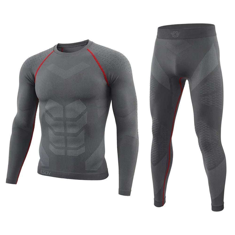 Men'S Outdoor Sports Thermal Underwear Sports Suit Training Fitness Clothing Men'S Fitness T-Shirt Quick-Drying Tops And Pants