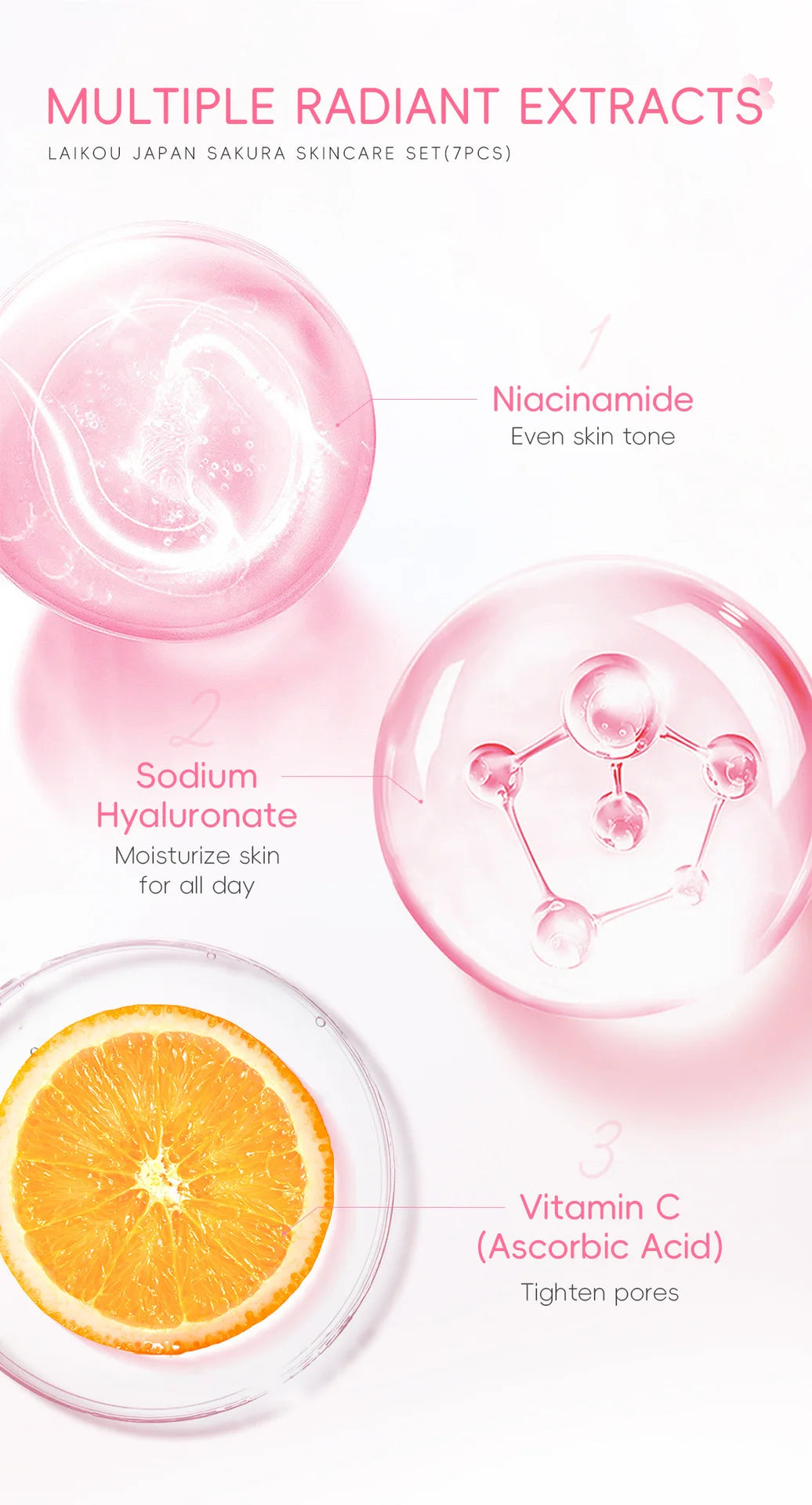 Sakura Skin Care Kit Hydrating Moisturizing Skin Care with Cleansing Pore Treatment and Sunscreen  Cosmetic  Skincare Korean