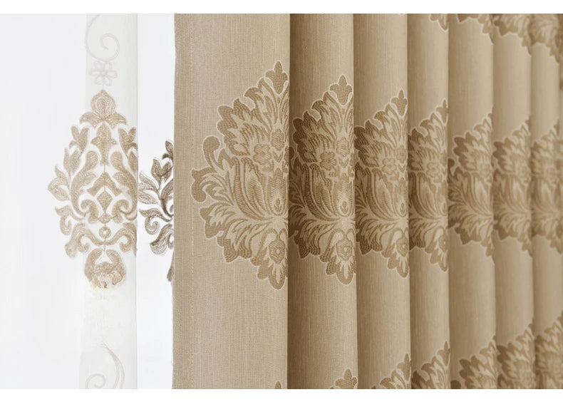 European Curtains for Living Dining Room Bedroom Decorative Fabric Court Luxury Luxury Atmosphere Jacquard Blackout