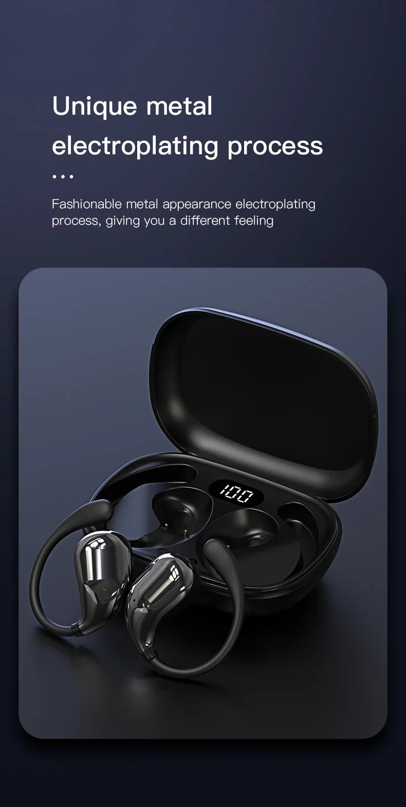 Bluetooth 5.4 Ear Hook Headphones TWS Wireless Earphones HiFi Stereo Waterproof Headsets LED Display Long Standby Touch Earbuds