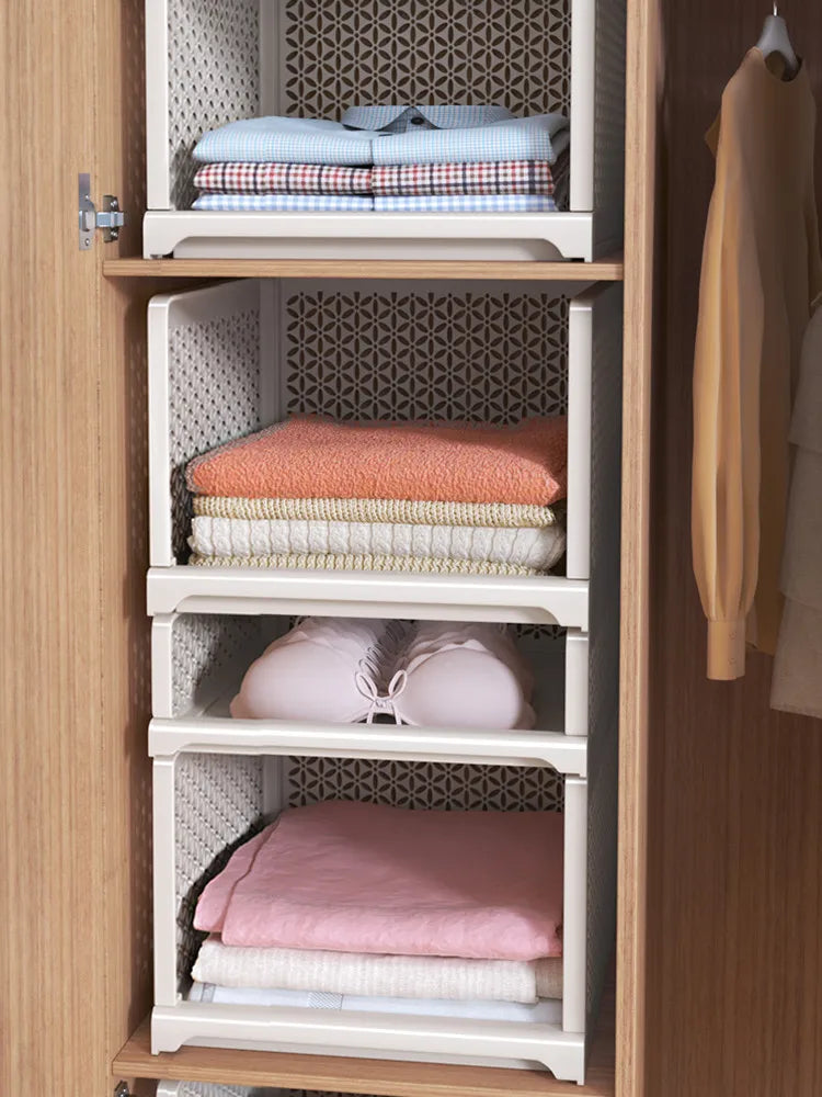 Wardrobe Storage Cabinet Organizer Drawer Clothes Closet Storage Box Layered Partitions Finishing Shelf Dormitory Storage
