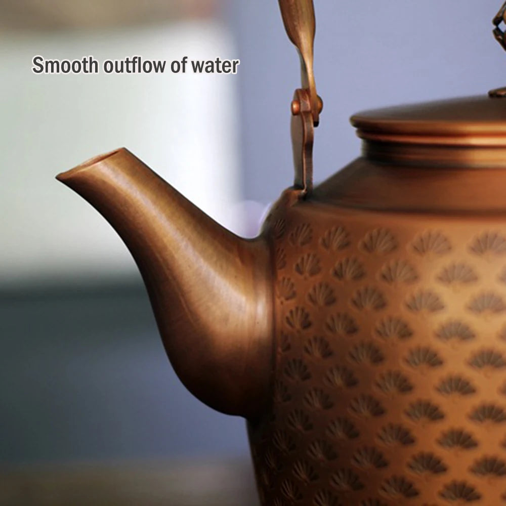 إبريق شاي جديد عالي السعة من النحاس الأحمر، غلاية ماء مغلي بموقد غاز منزلي، غلاية شاي صحية، مجموعة شاي الكونغ فو، سعة 2.0 لتر