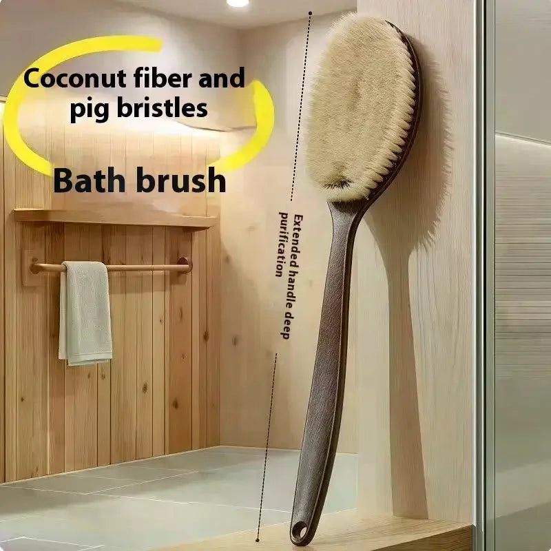 Bath Shower Brush Bathing Brush Dry Skin Body Soft Natural Bristle Massager Care Tool Soft Natural Bristle PE Handle