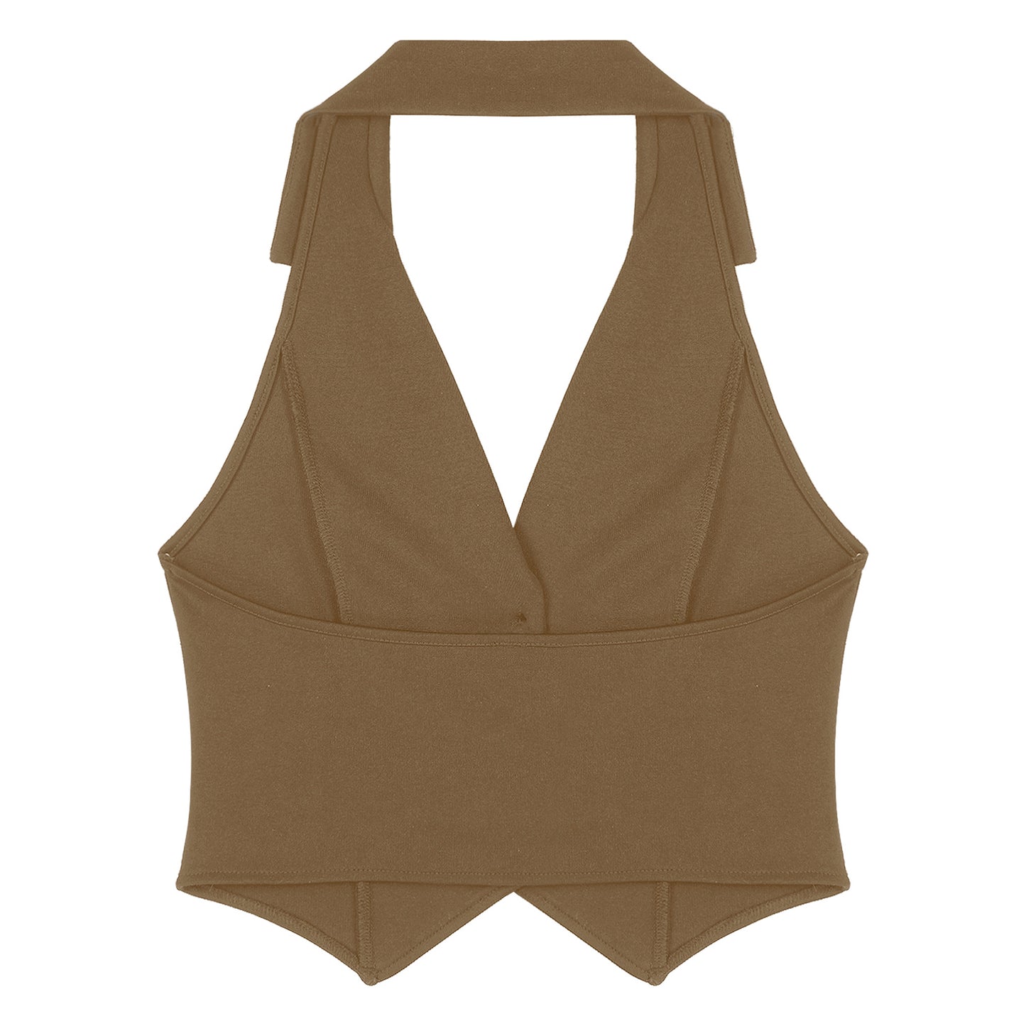 Womens Fashion Vest Shirts Separate Waistcoat Crop Tops Lapel Halter Backless Button Down Pointed Hem Vest for Party Formal Wear