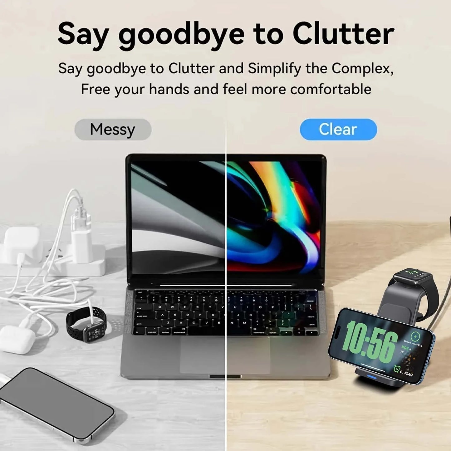 3 In 1 Wireless Charger Stand 30W Fast Charging Station for iPhone 16 15 14 13 12 11 iWatch 10/9/8/7 Ultra Airpods Phone Holder