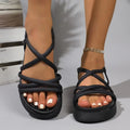 Ladies Shoes on Sale 2025 Narrow Band Women's Sandals Platform Casual Sandal Women Elastic Band Round Toe Flat with Shoes Female