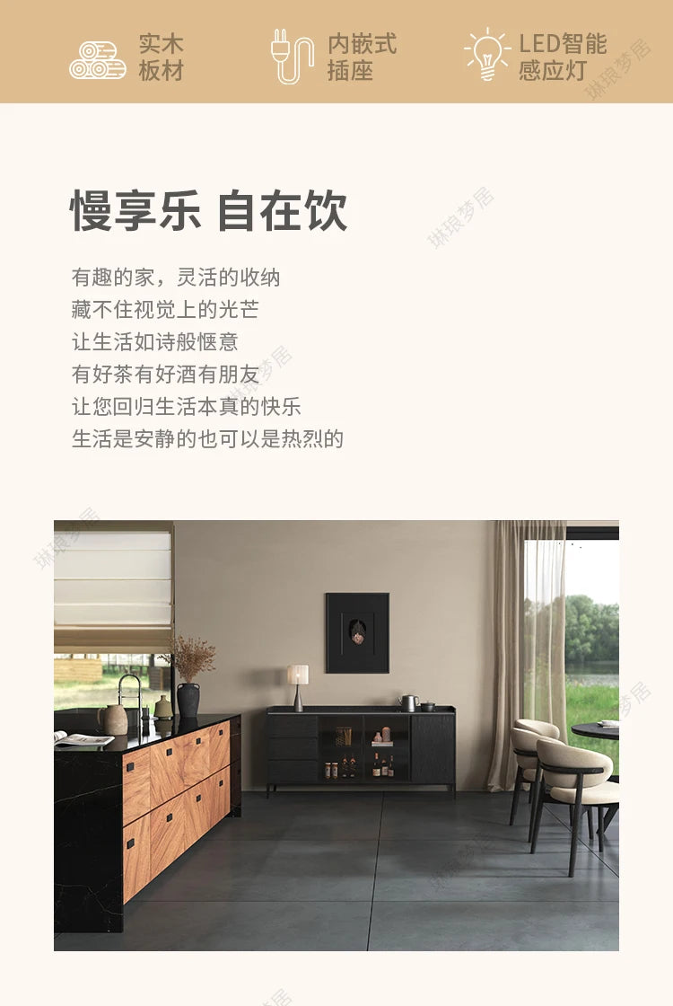 Kitchen Shelf Cabinets Living Room Storage Display Black Closets Cabinet Buffet Cupboard Mueble Recibidor De Entrada Decor
