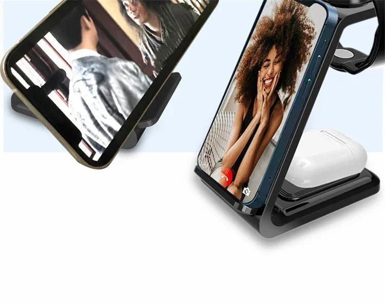 3 In 1 Wireless Charger Stand 30W Fast Charging Station for iPhone 16 15 14 13 12 11 iWatch 10/9/8/7 Ultra Airpods Phone Holder