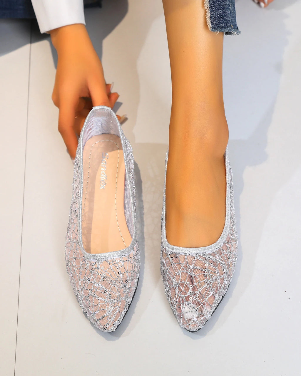 2024 Spring Summer Fashion New Casual Shallow Breathable High Heels Elegant Square Toe Thick Heel Mesh Women's Shoes NO:C1502