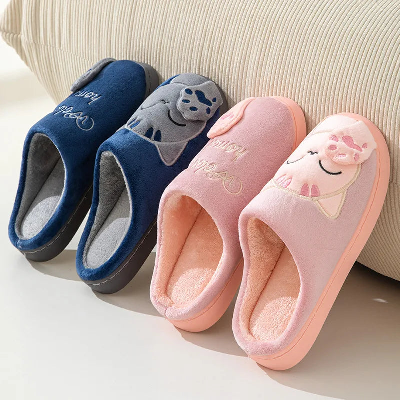 Cotton slippers women's autumn and winter new cartoon lucky cat Korean version cute warm indoor home