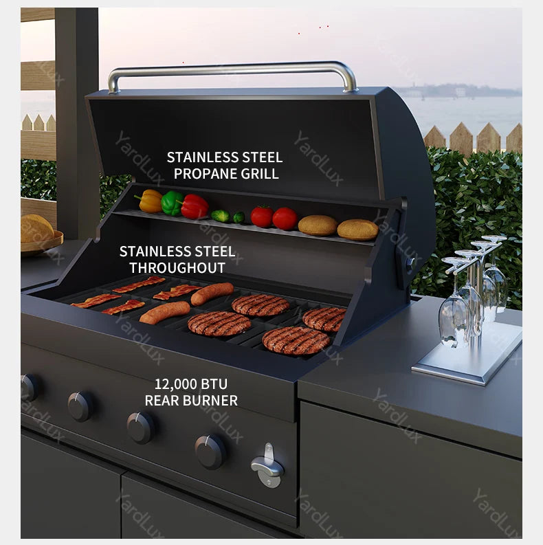 Modern Outdoor Bar and Kitchen Set with BBQ Cabinets Dining Sink and Faucet for Apartment or Mall UsePatio Set Outdoor Furniture