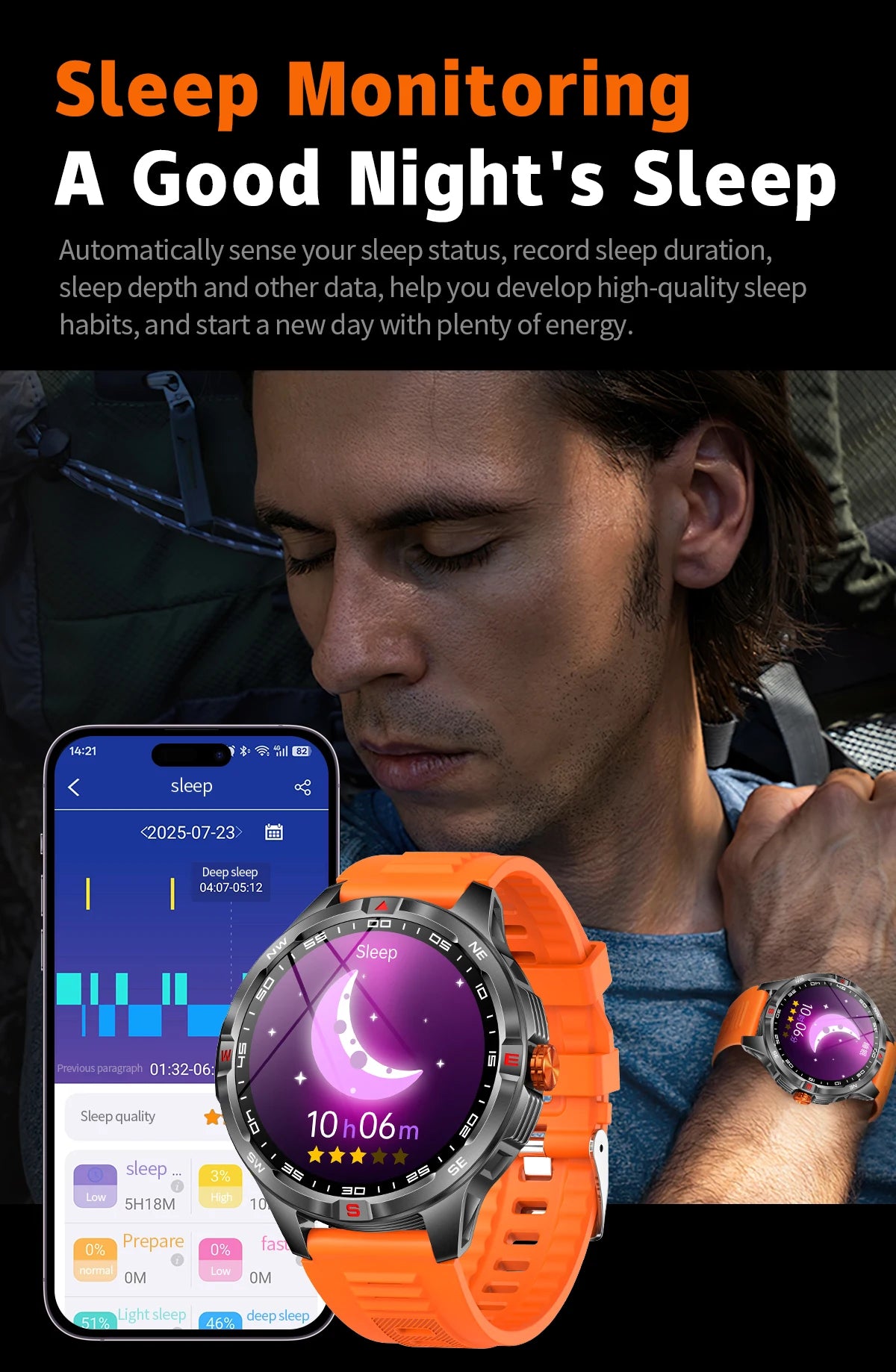 Outdoor Sports Smart Watch Men 1100mAh Large Battery Bluetooth Call 100+ Sports Modes Compass Waterproof Health Sport SmartWatch