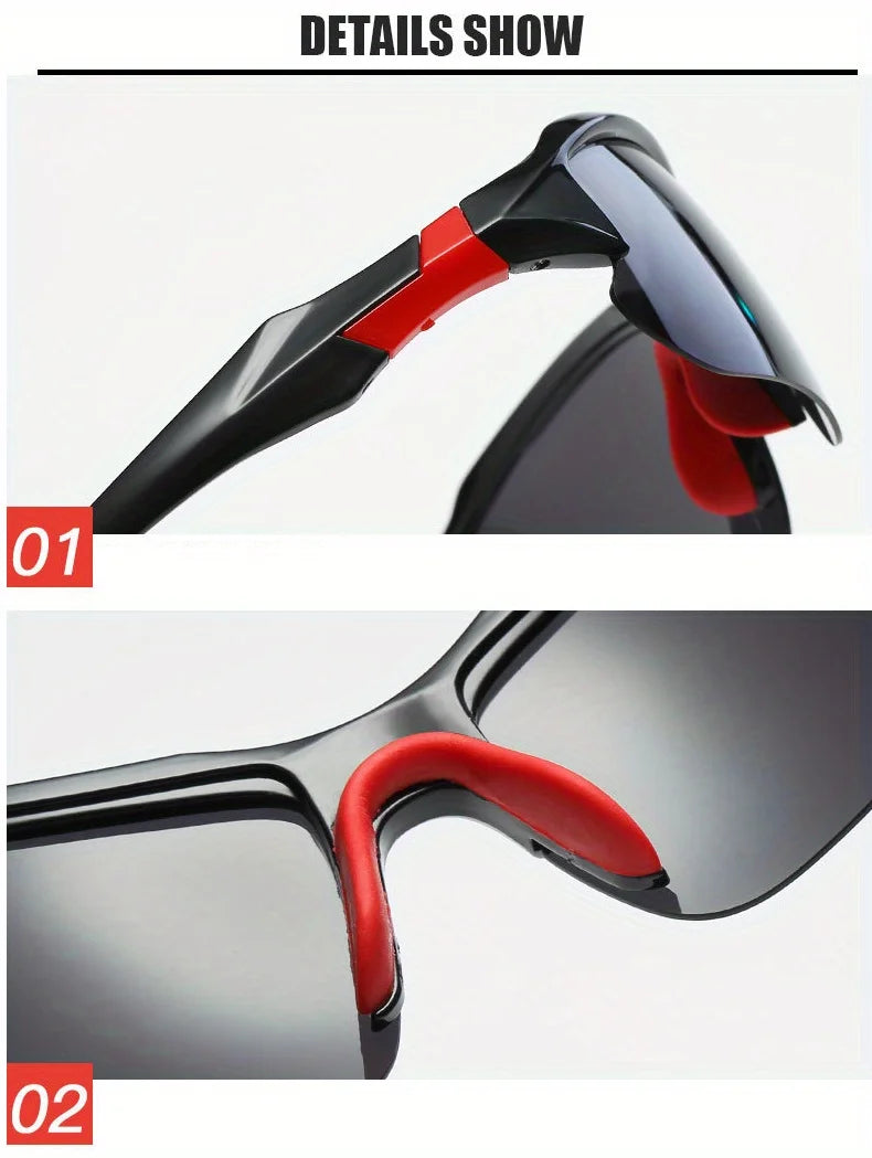 Outdoor Polarized Fashionable Sports Glasses for Men and Women, Windproof Suitable for Baseball Running Fishing Golf and Driving