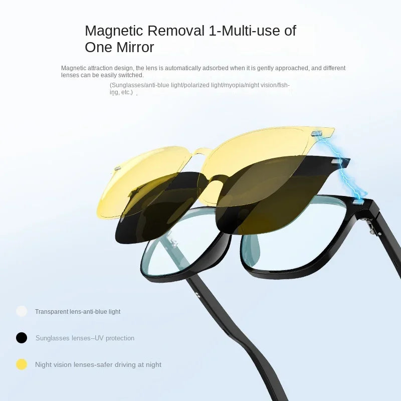 3-in-1 Smart Glasses Open Ear Music Hands-Free Calling Stereo Sound Wearable Headsets Smart Sports Anti-Blue Light Sunglasses