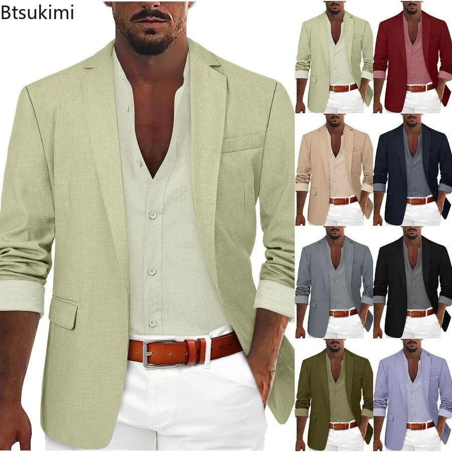 2025 Fashion Men's Clothing Business Casual Blazer Coats Classic Single Button Slim Fit Suit Jackets Elegant Gentleman Suit Tops