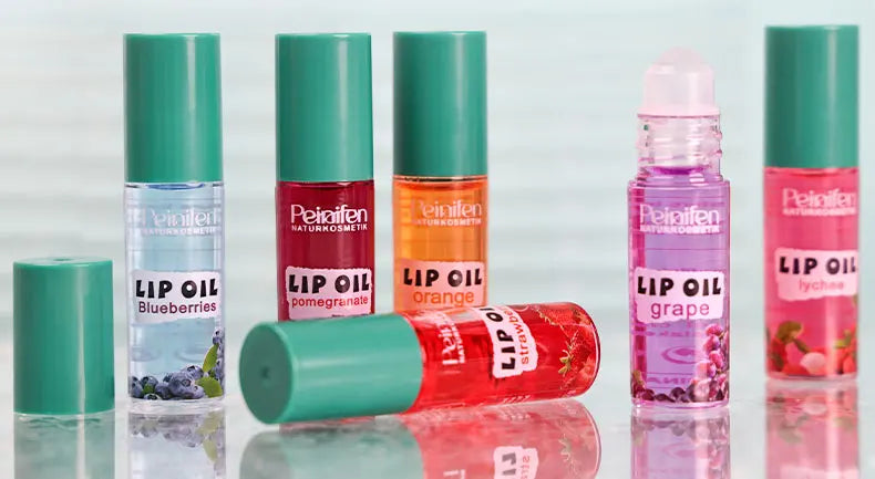 6PCS Fruit-Flavored Lip Balm Set Watery Lip Gloss Lip Oil Smooth Lip Lines Plump Lips Beauty Care Kit for Lip Hydration