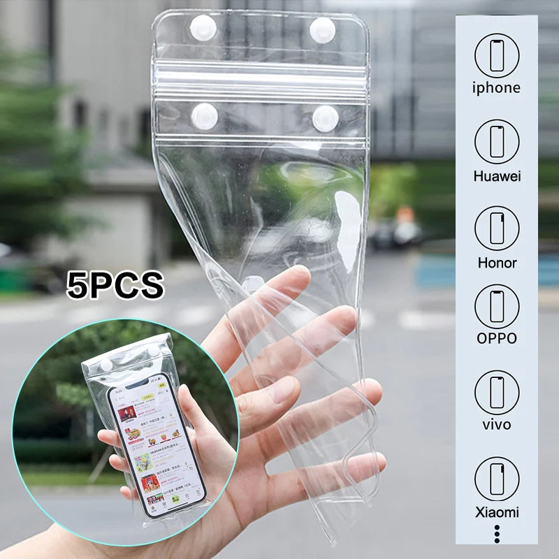 Set of 5 Waterproof Clear Phone Covers Perfect for Biking & Motorcycling With Touchable Screen