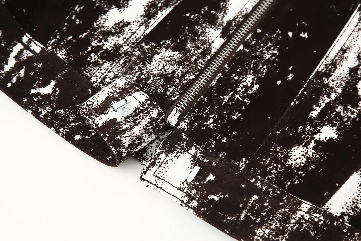 Womens Fashionable Black and White Patterned Jacket and Wide Leg Pants Set Stylish Outfit for Daily Wear