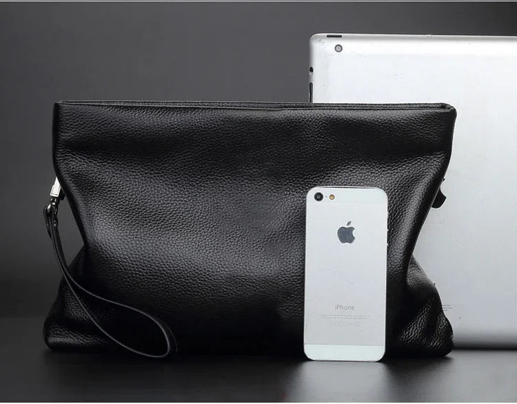 حقيبة يد أصلية من SENOFAN للرجال مخططة من جلد البقر الطبيعي، حقيبة يد رجالية، محفظة بتصميم مظروف، إصدار كوري رائع