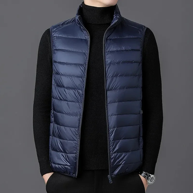 Mens WinterVest Jacket Fashion Warm Cotton-Padded Sleeveless Jackets Autumn Stand-up Collar Casual Waistcoat Brand Clothing