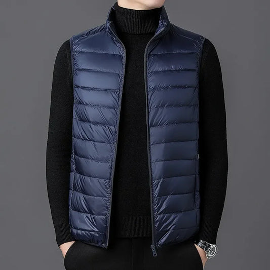 Mens WinterVest Jacket Fashion Warm Cotton-Padded Sleeveless Jackets Autumn Stand-up Collar Casual Waistcoat Brand Clothing