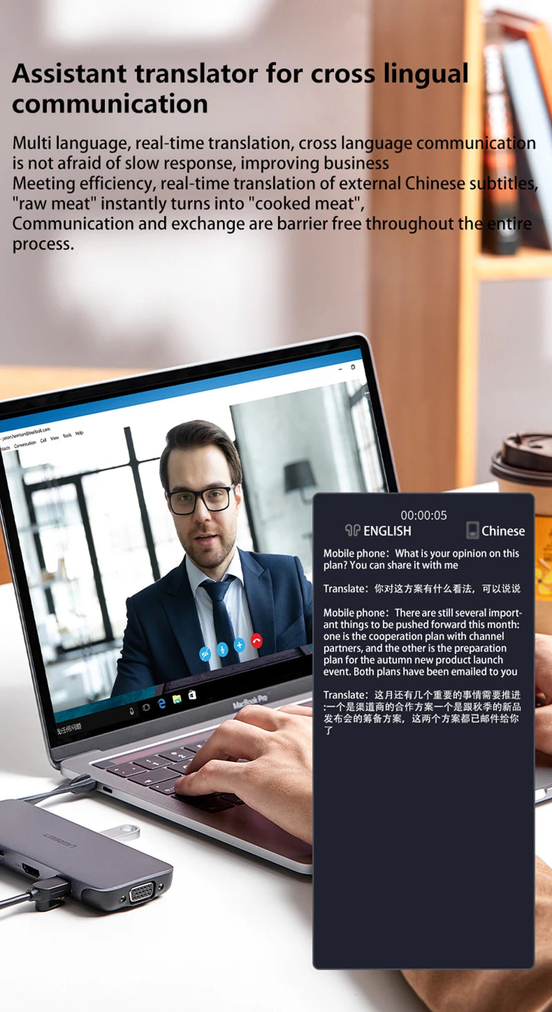 HY-C8 AI Smart Glasses Intelligent Translation Wireless Bluetooth Glasses Real-time Simultaneous Interpretation Headset