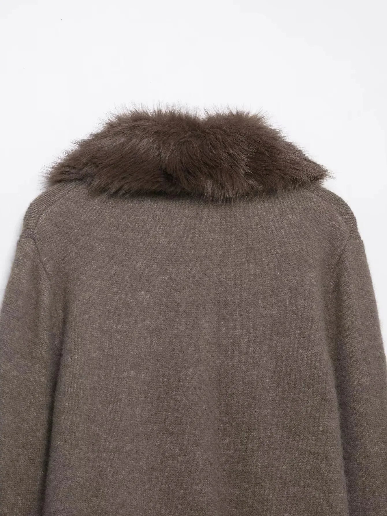 Women Autumn Winter Fashion Fall Vintage Patchwork Faux Fur Lapel Elegant Sweaters Single Breasted Knitwear Female Cardigans SwiftNest