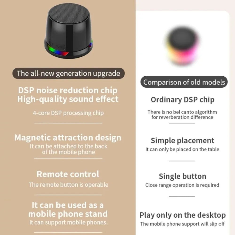 Bluetooth 5.3 Magnetic Mini Speaker Deep Bass HD Sound RGB Light Speaker Anti Lost Compact Design Portable Sound Box Outdoor Use