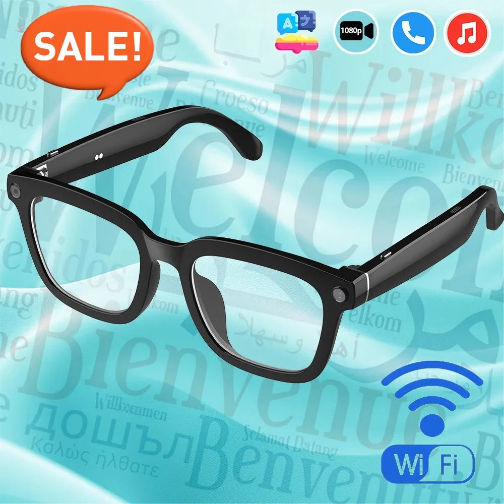 New Wifi AI Smart Glasses HD1080P Anti-shake Camera Video Glasses Voice Call Noise Reduction Wireless Bluetooth Headset Goggles