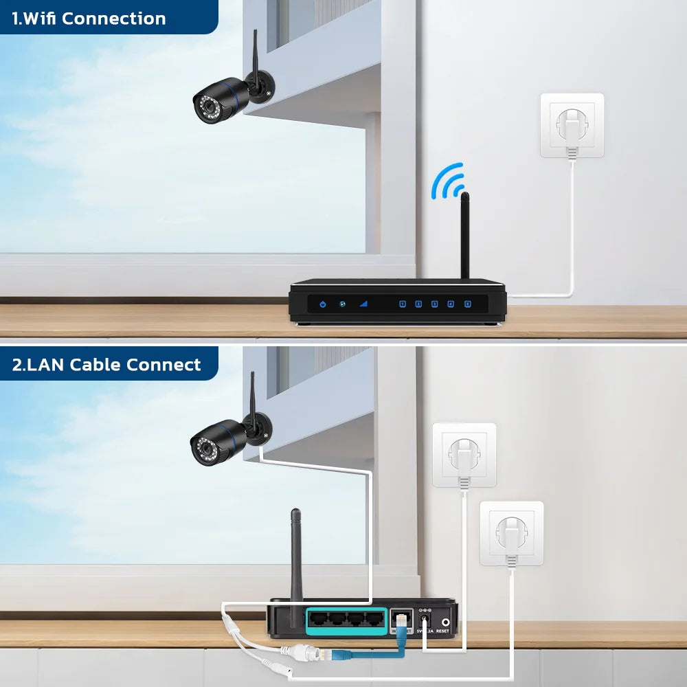 WiFi IP Camera Outdoor Bullet Security Camera AI Human Detection Wireless Video Surveillance CCTV 5MP HD Camara XMEYE/ICSEE APP