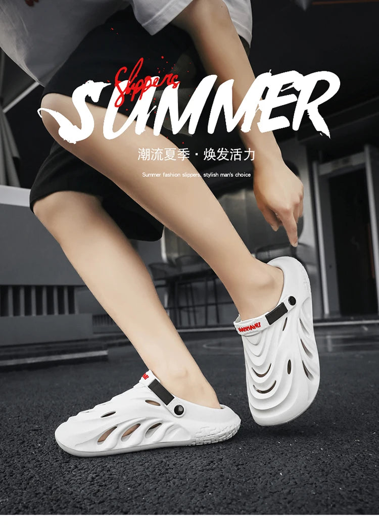 Fashion Men's Sandals Soft EVA Clogs Fashion Thick Sole Couples Beach Slippers Casual Slide Hole Shoes