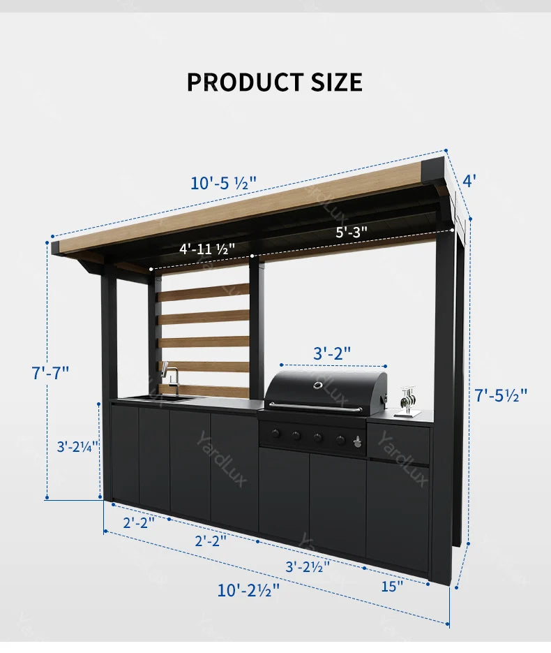 Modern Outdoor Bar and Kitchen Set with BBQ Cabinets Dining Sink and Faucet for Apartment or Mall UsePatio Set Outdoor Furniture