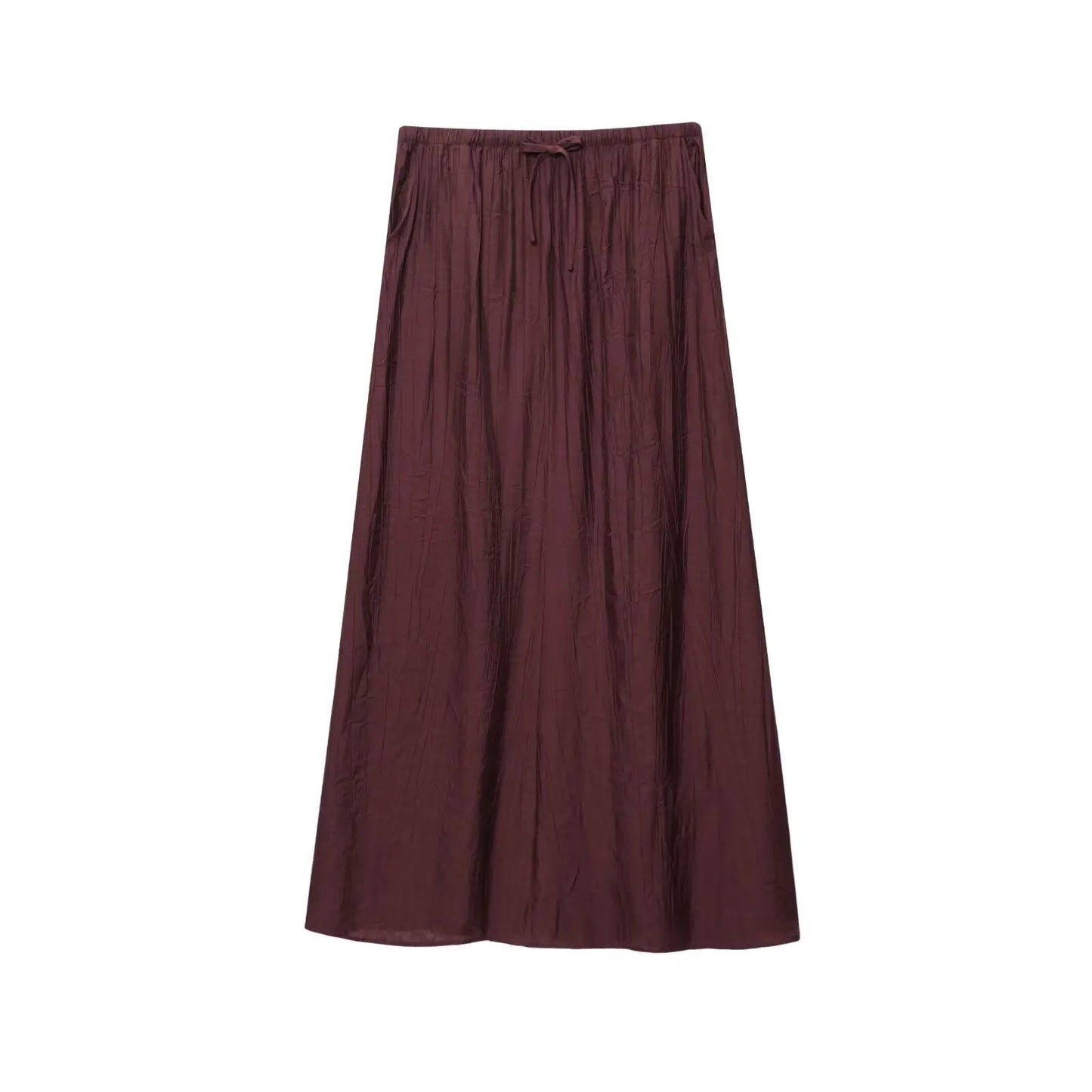 2025 WOMAN fashion European and American style summer new wrinkle effect midi skirt chic bow decorative casual skirt Mujer.