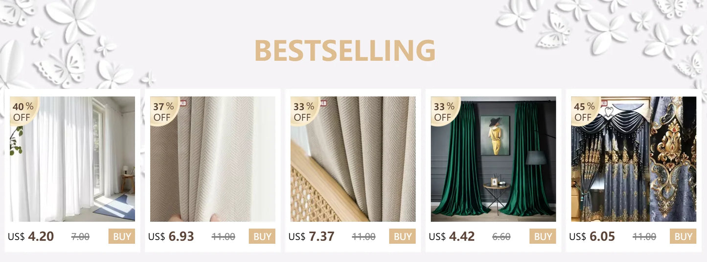 European-style Curtains for Luxury Living Room Upscale Door Chenille Embroidered Coffee Color Bedroom Window Villa Valance