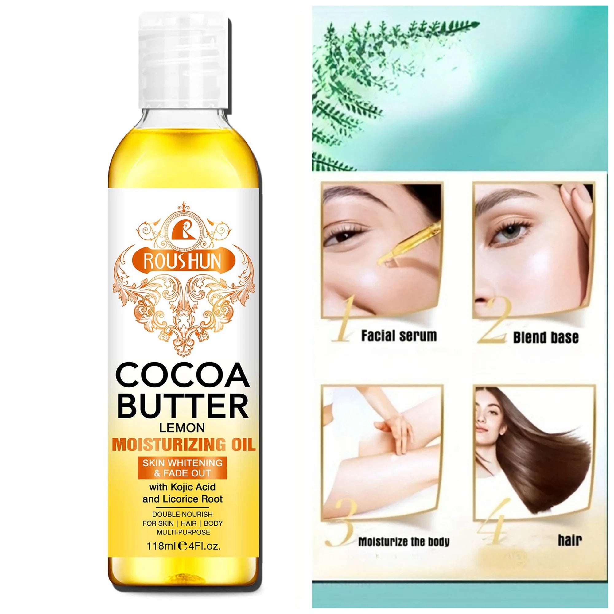 118ML Cocoa Butter Body OILlSkin care oil moisturizes and nourishes skin large capacity full body essential oil
