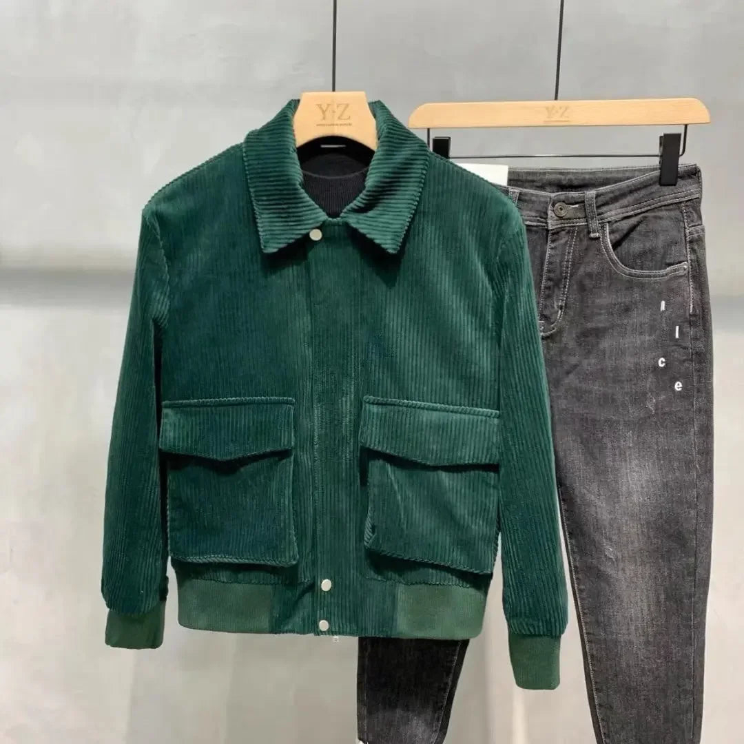 Fashion Brands Mens Clothing Tops Corduroy Jackets Korean Version Trendy Spring and Autumn Jackets for Men