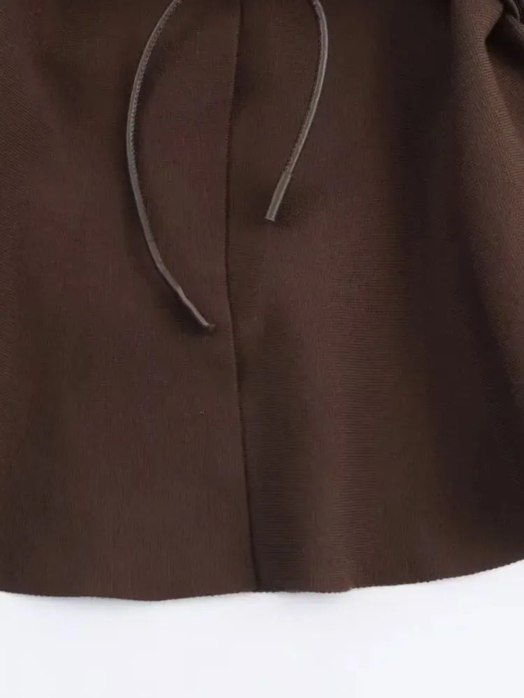 سترة نسائية أنيقة من HH برقبة على شكل حرف V وحزام مزخرف بنمط خريفي غير رسمي بأكمام طويلة محبوكة عصرية