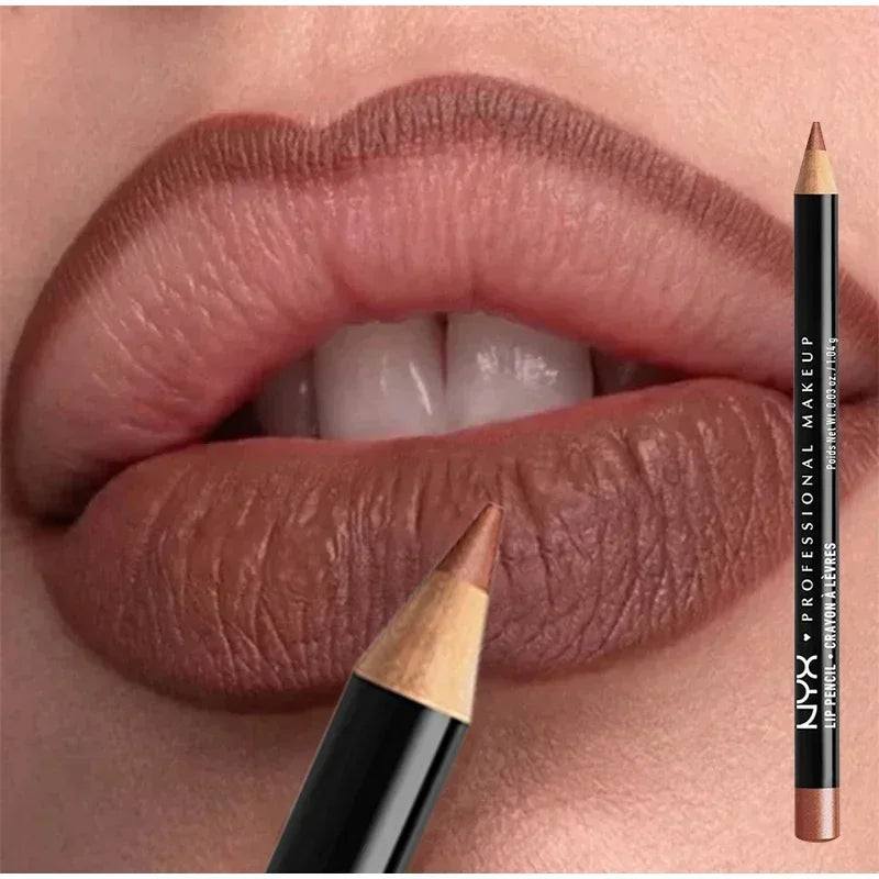 Slim Lip Pencil Long-Lasting Creamy Lip Liner Waterproof Plumping lip Stain Natural Nude Brown Lip Liner Professional Makeup