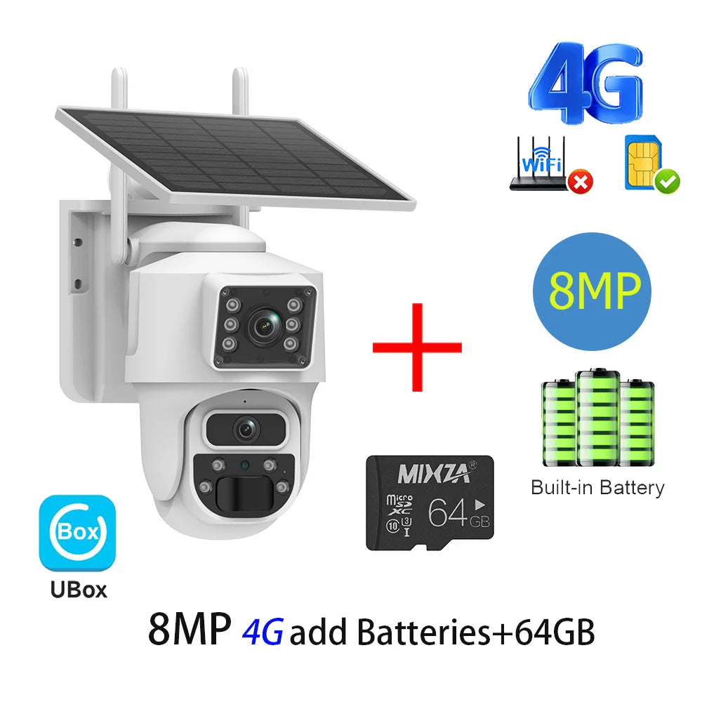 INQMEGA 8MP 4K Solar Wirelesss IP Camera With Battery Outdoor HD 4MP Dual Lens WiFi IP Camara Solar Panel CCTV Security Factroy