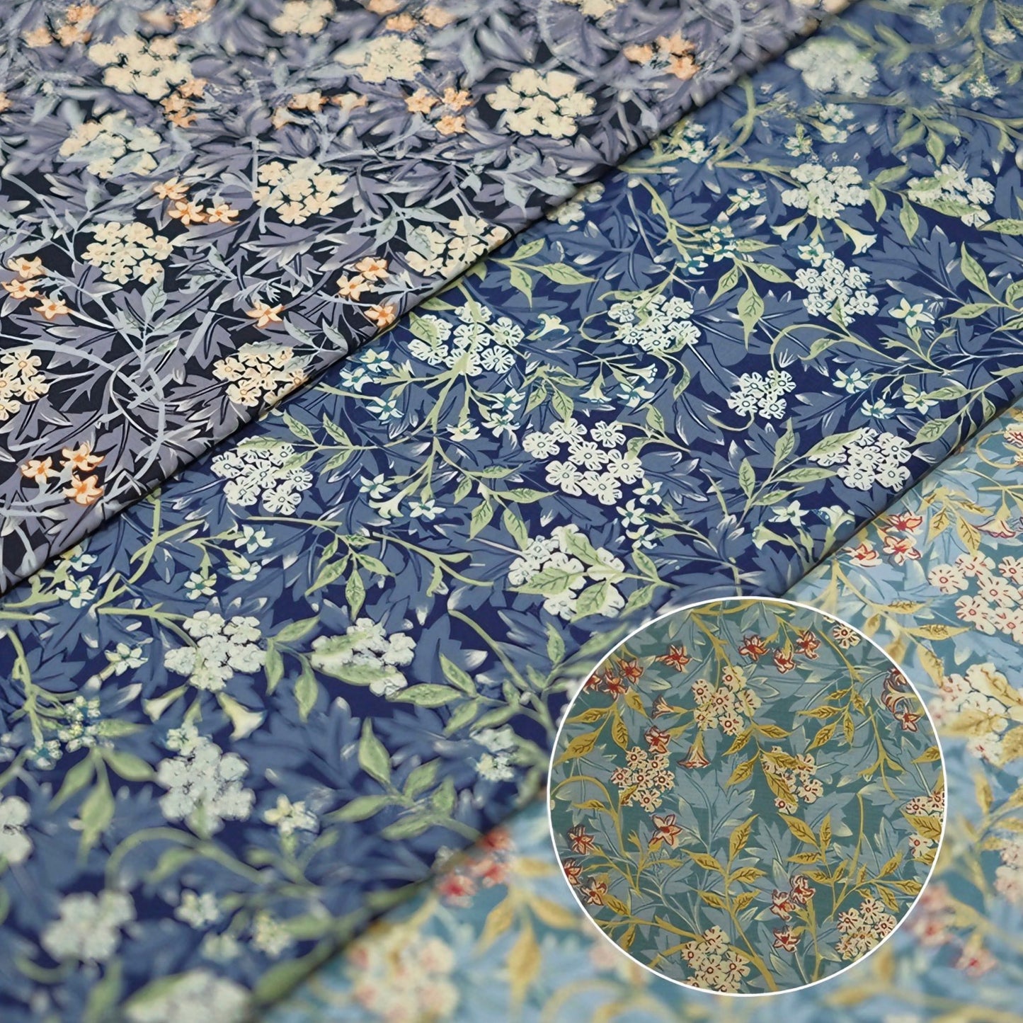 Exquisite Floral Printed 100% Cotton Fabric in Multiple Tones for Apparel Design Home Textile Decoration Handmade Craft Making