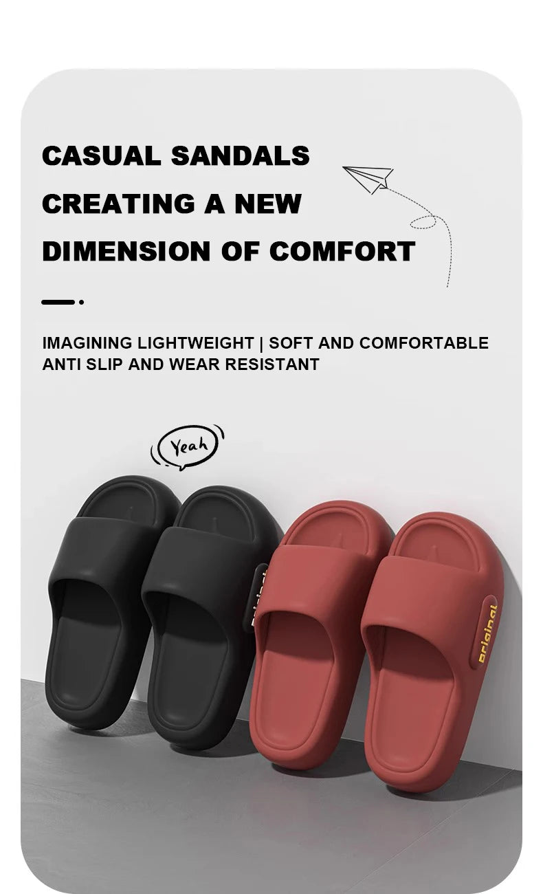 New Summer Platform Cloud Slippers Women Comfy Solid Color Soft Sole EVA Pillow Slides Woman Couple Non Slip Beach Flip Flops