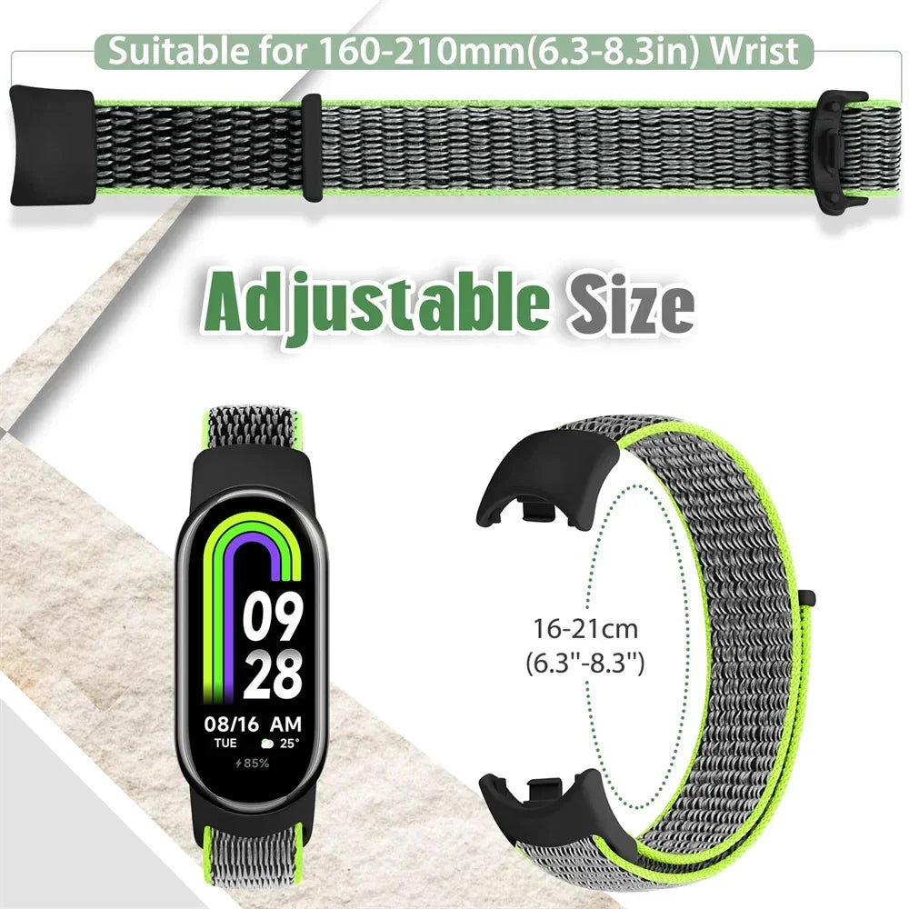 Nylon Loop Sports Strap for Xiaomi Mi Band 9 NFC SmartWatch Wristband Replacement Correa Mi band 9-8 Bracelet Belt Accessories